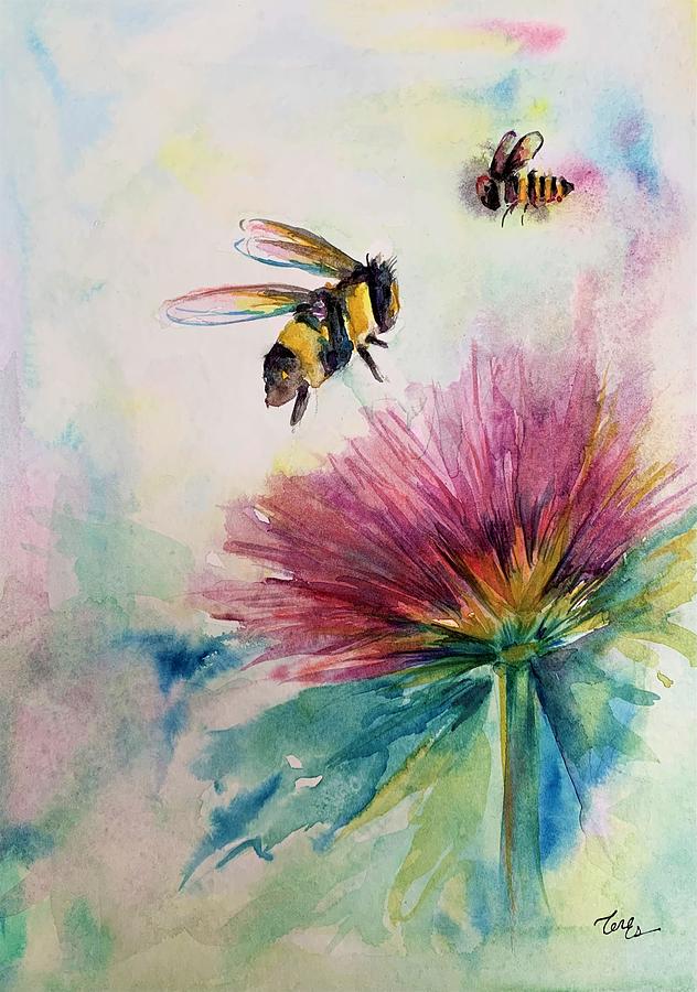 Bees buzzing Painting by Teresa Espinosa - Fine Art America