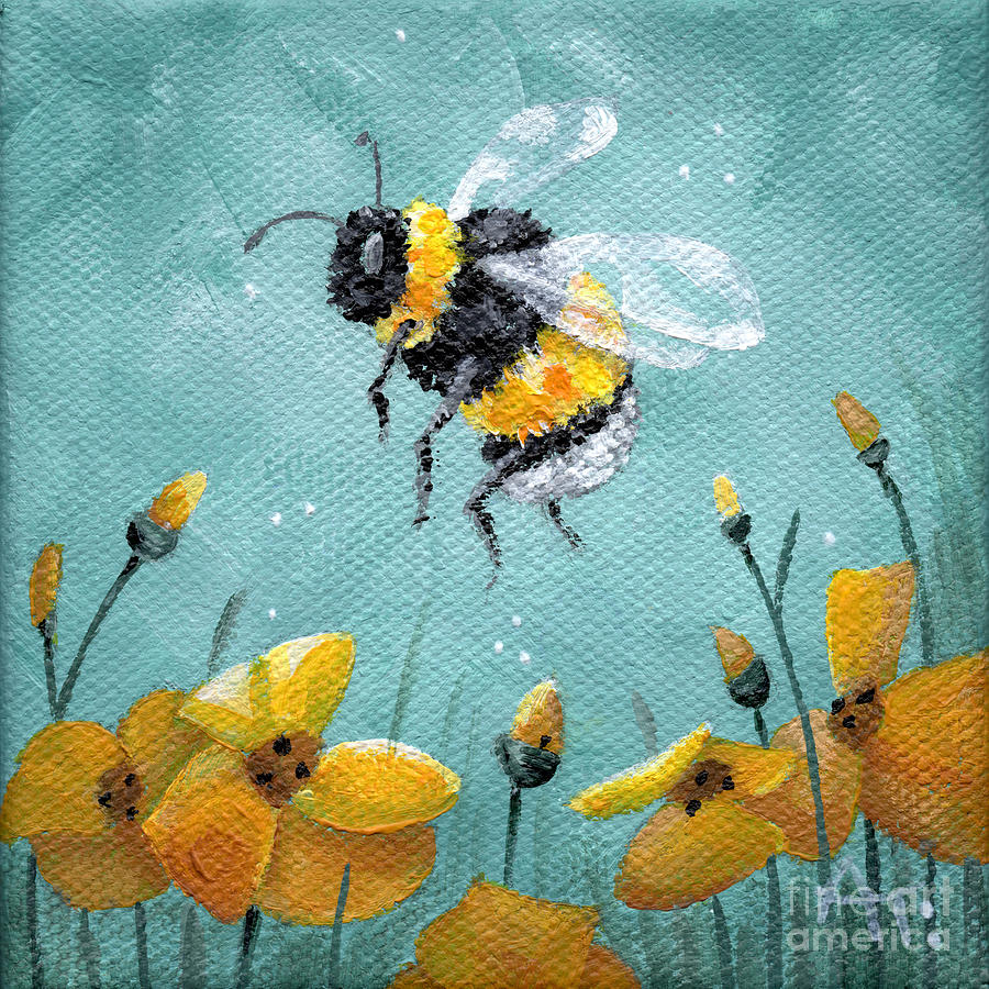 Bees Knees - Bumblebee Painting Painting by Annie Troe