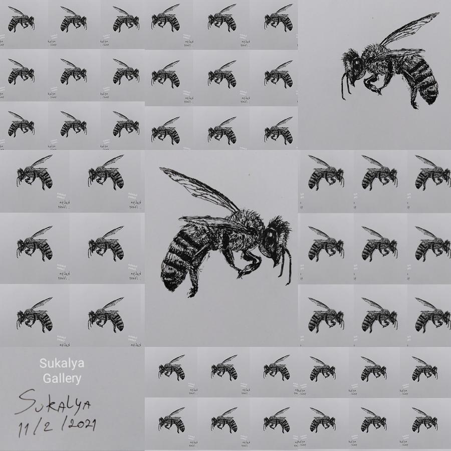 Bees Drawing by Sukalya Chearanantana