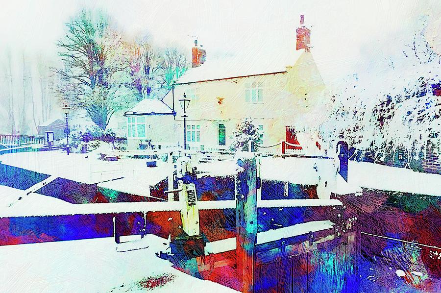 Beeston Lock - board treated withgesso effect Photograph by John Paul Cullen