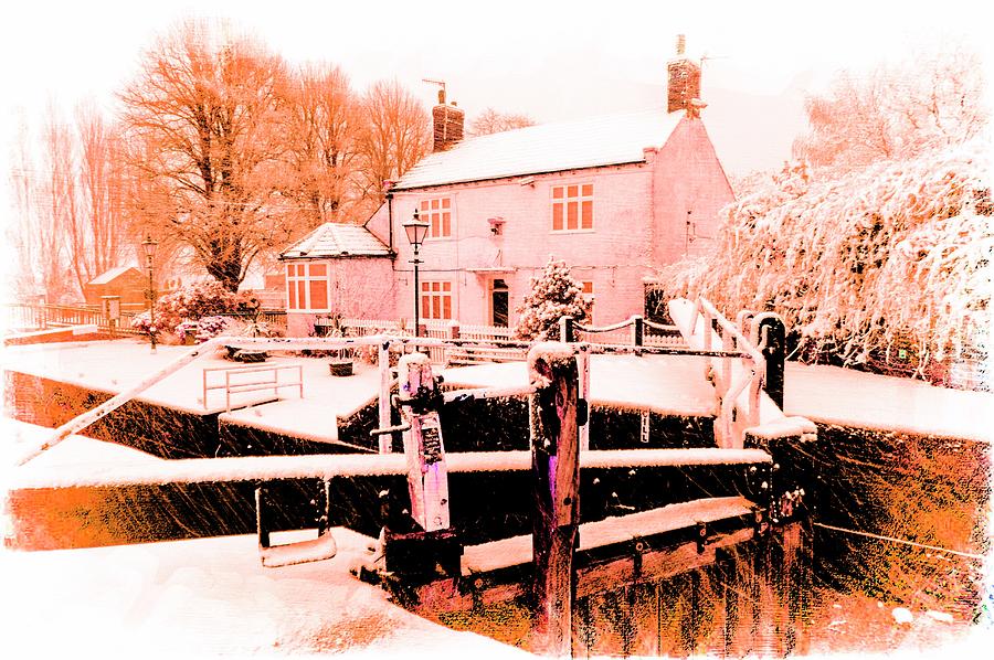 Beeston Lock - Red and Brown Toned Photograph by John Paul Cullen