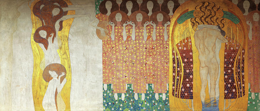 Beethoven Movie Painting - Beethoven Frieze, Right Wall by Gustav Klimt