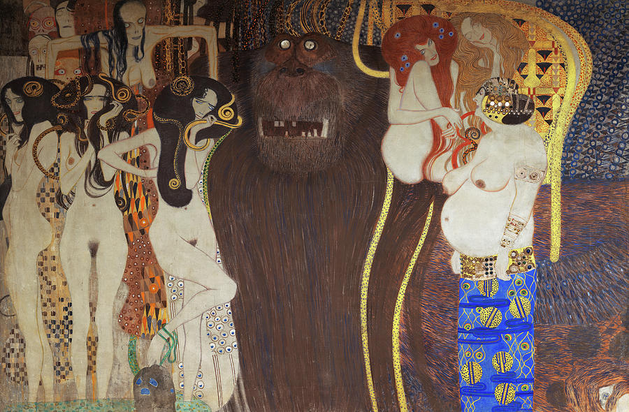 Beethoven Movie Painting - Beethoven Frieze, The Hostile Powers by Gustav Klimt