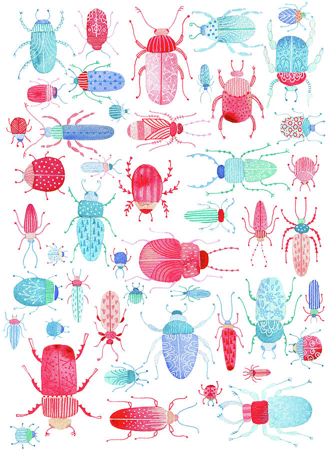 Nature Painting - Beetles by Nic Squirrell