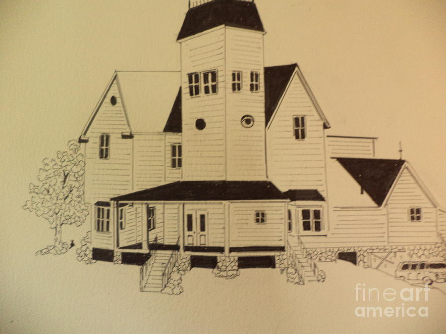 Beetlejuice House Ink Drawing Drawing by Donald Northup