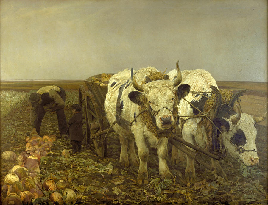 Beets harvesting Painting by Niels Pedersen Mols