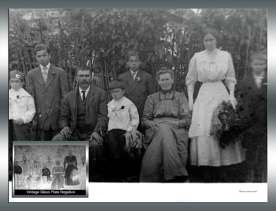 Before and After Family Of Eight Vintage Glass Plate Negative Photograph by Thomas Woolworth