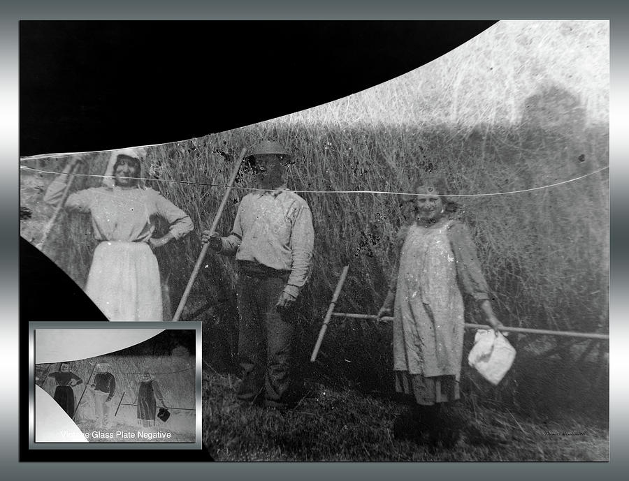 Before and After Family Of Three Farming Vintage Glass Plate Negative Photograph by Thomas Woolworth
