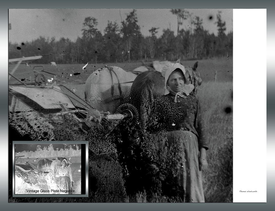 Before and After Lady Farming Vintage Glass Plate Negative Photograph by Thomas Woolworth