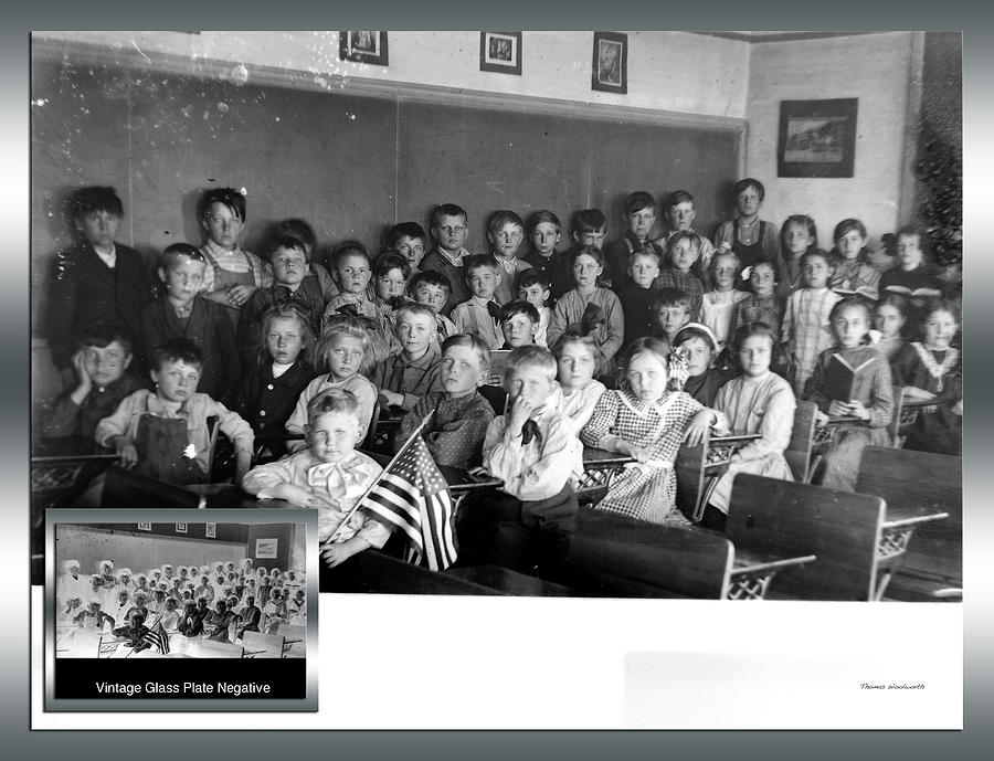Before and After School Classroom Vintage Glass Plate Negative 03 Photograph by Thomas Woolworth