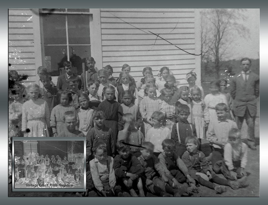 Before and After School Students Outside Vintage Glass Plate Negative 01 Photograph by Thomas Woolworth