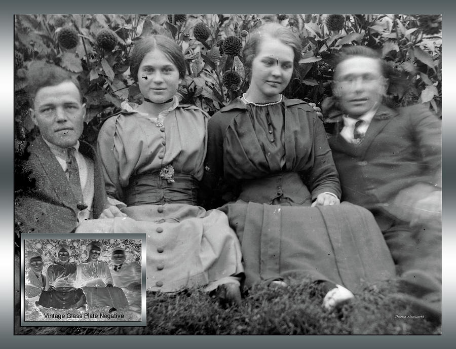 Before and After Two Couples Vintage Glass Plate Negative Photograph by Thomas Woolworth