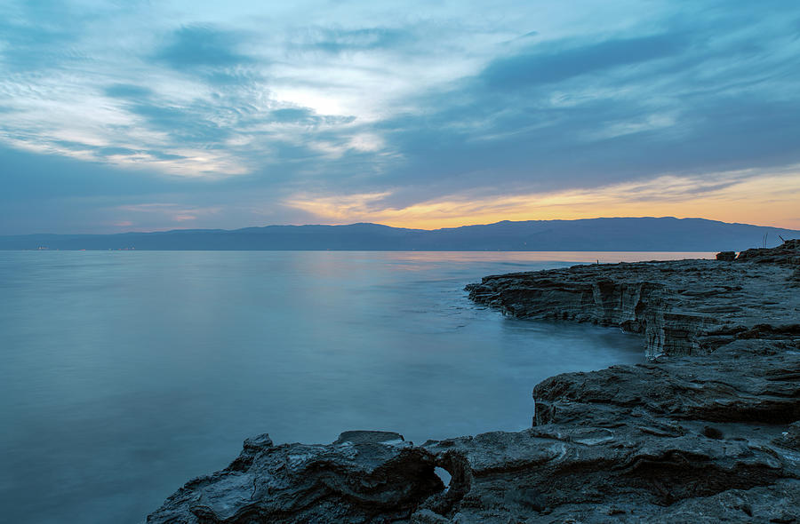 Before Dawn at the Dead Sea Photograph by Dubi Roman
