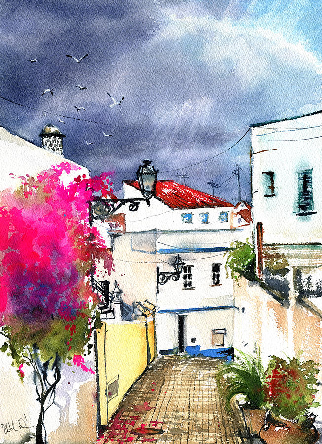 Before Storm in Albufeira Algarve Portugal Painting by Dora Hathazi Mendes