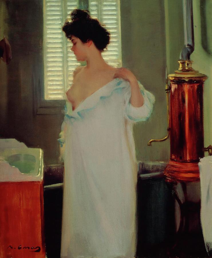 Before the bath, 1894. Collection from museo de Montserrat. Painting by Ramon Casas i Carbo -1866-1932- Before the bath, 1894. Collection from museo de Montserrat. Painting by Ramon Casas i Carbo -1866-1932-