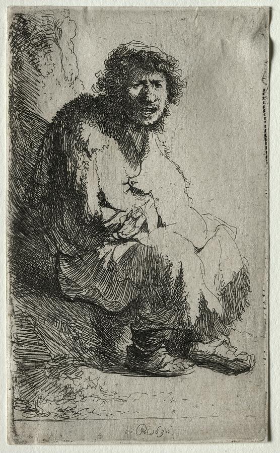 Beggar Seated on a Bank 1630 Rembrandt van Rijn Painting by MotionAge Designs