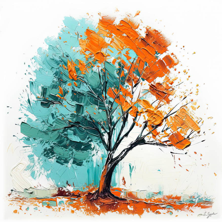 Beginning of a New Day - Turquoise and Orange Wall Art Painting by Lourry Legarde Beginning of a New Day - Turquoise and Orange Wall Art Painting by Lourry Legarde