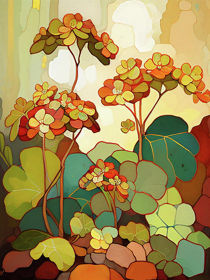 Flower Painting - Begonia Landscape by Naxart Studio