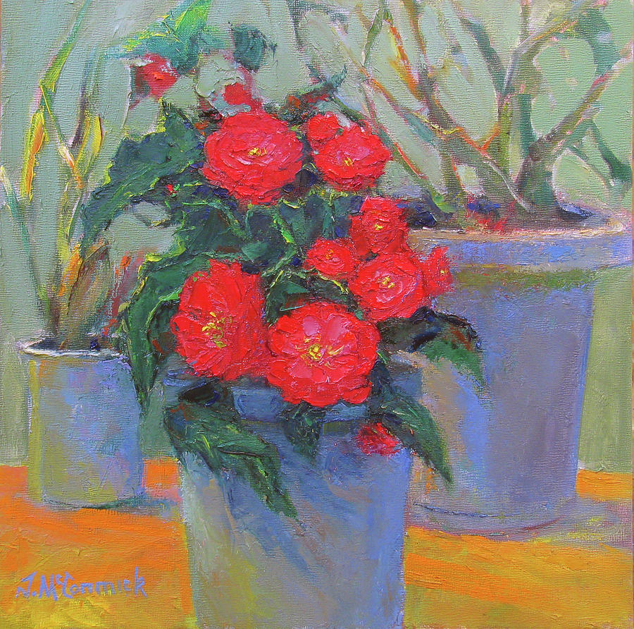 Begonias In Shade Painting by John McCormick