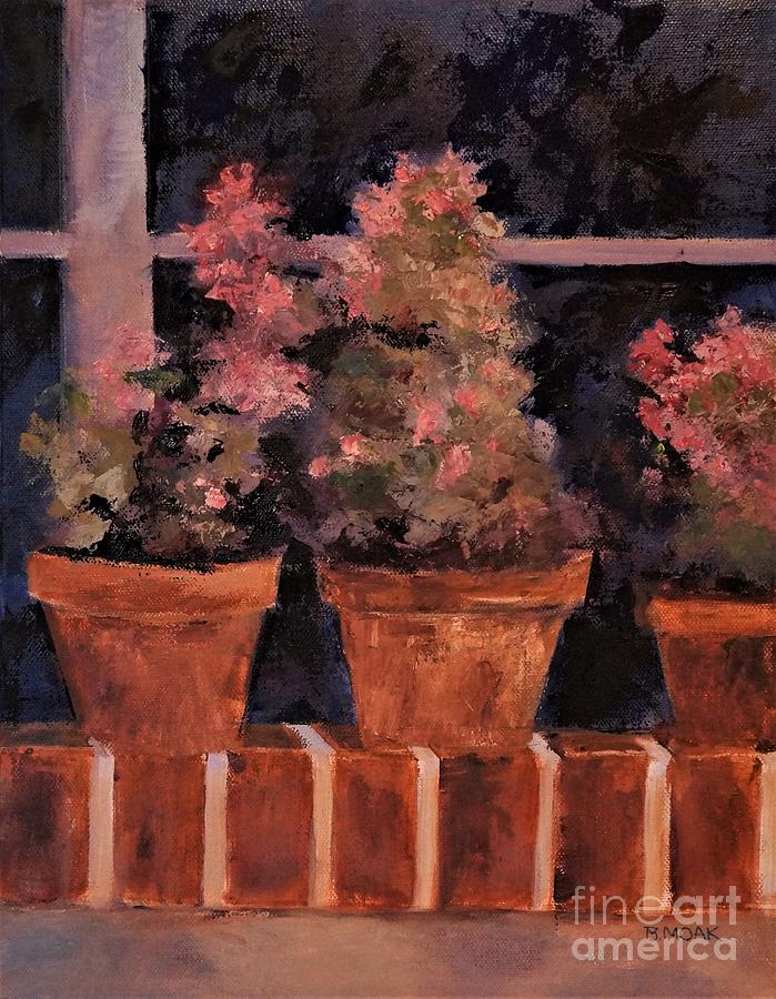 Begonias on the Sill Painting by Barbara Moak