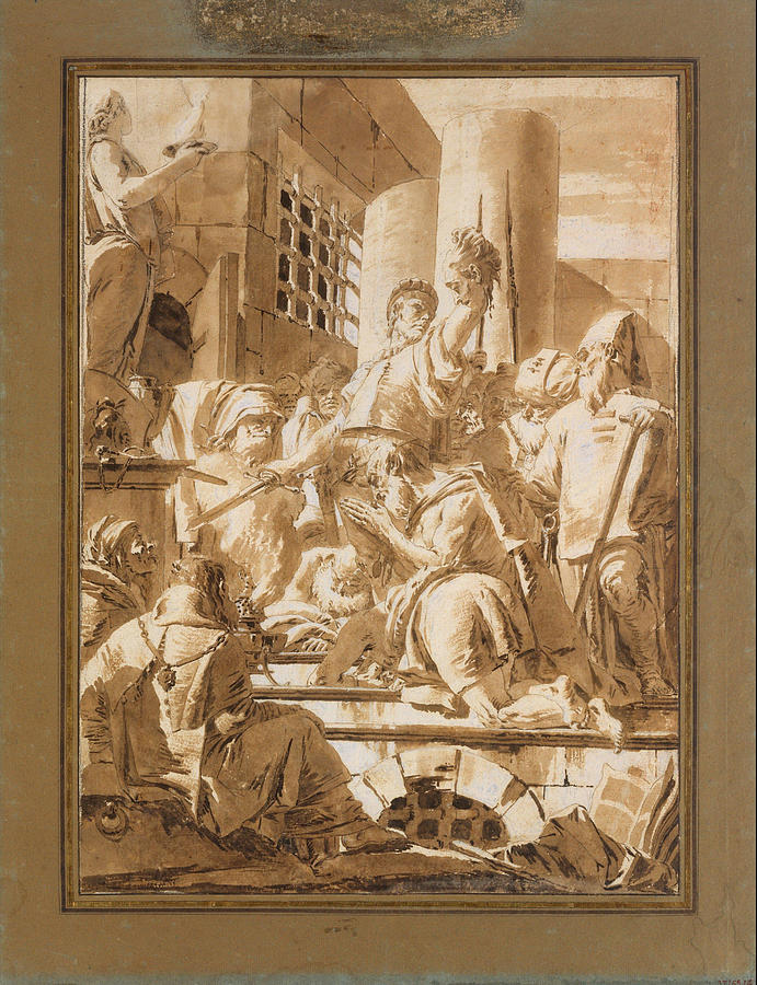 Giovanni Battista Tiepolo Painting - Beheading of Two Male Saints  by Giovanni Battista Tiepolo