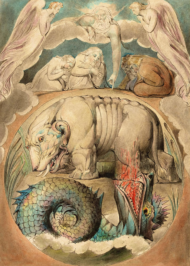 Behemoth and Leviathan, 17571827 Painting by William Blake Pixels