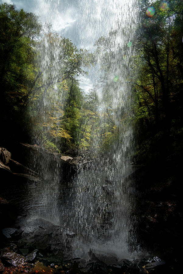 Behind the 3rd falls at Falls of Hill Creek stream  beautiful Fall day Photograph by Dan Friend