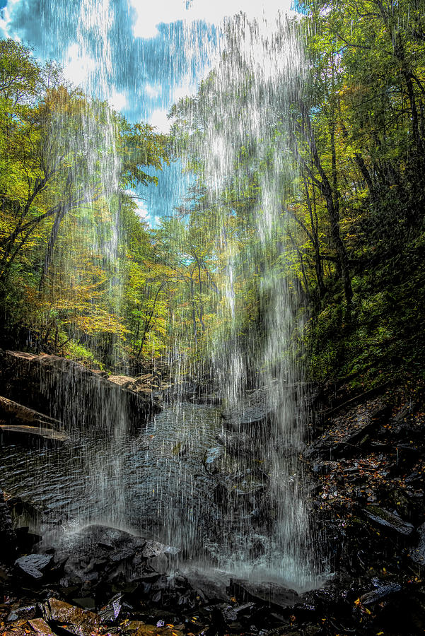 Behind the 3rd falls at Falls of Hill Creek stream nice Fall day Photograph by Dan Friend