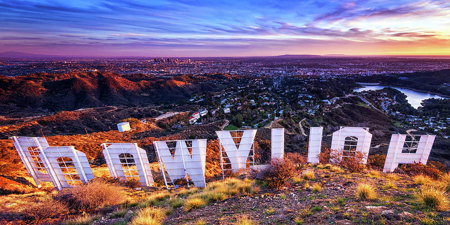 Los Angeles Photograph - Behind the Hollywood Sign Panoramic by Aron Kearney