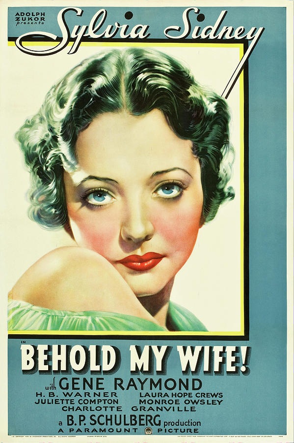 Vintage Mixed Media - Behold My Wife, with Sylvia Sidney, 1934 by Movie World Posters