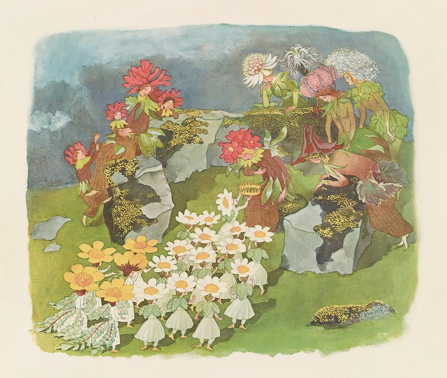 Bei Den Alpenrosen 1922 Ernst Kreidolf Swiss 1863 1956 Painting by ...