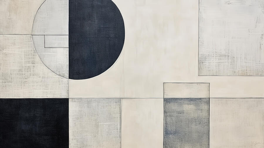 Beige and Navy Blue Art Painting by Lourry Legarde