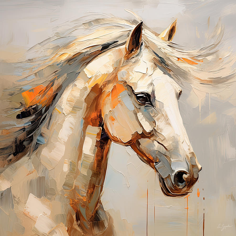Beige Blaze - Arabian Horse Art Digital Art by Lourry Legarde