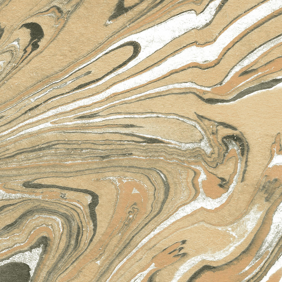 Beige Brown Agate And Marble Watercolor Stone Collection Xi Painting