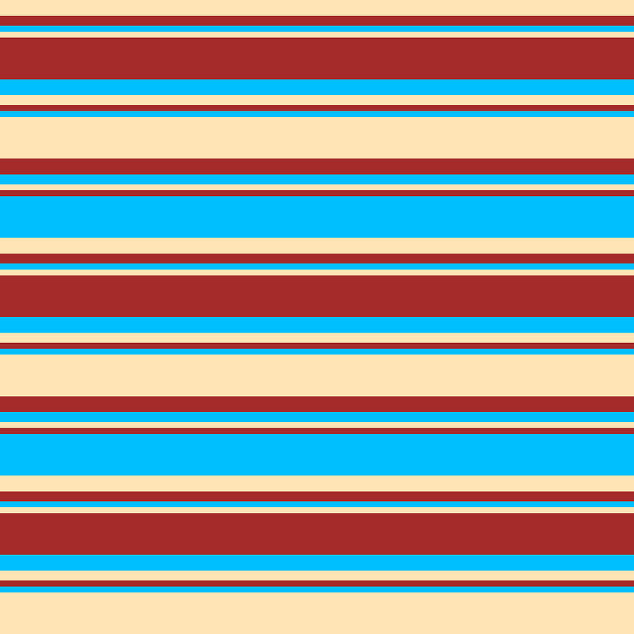 Abstract Digital Art - Beige, Brown, and Deep Sky Blue Colored Stripes Pattern by Aponx Designs