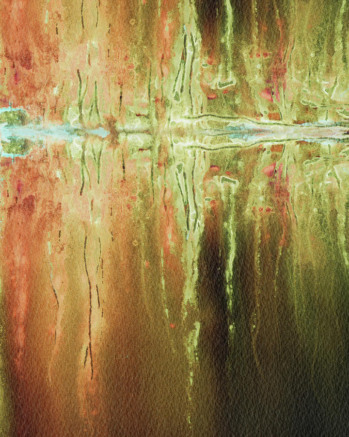 Beige Brown Reflections Abstract Contemporary Waters Of The Lake  Painting by Irina Sztukowski