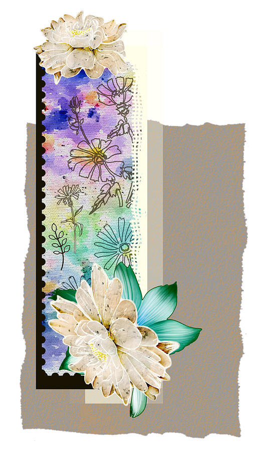 Beige Floral Collage Scrapebook  Digital Art by Delynn Addams