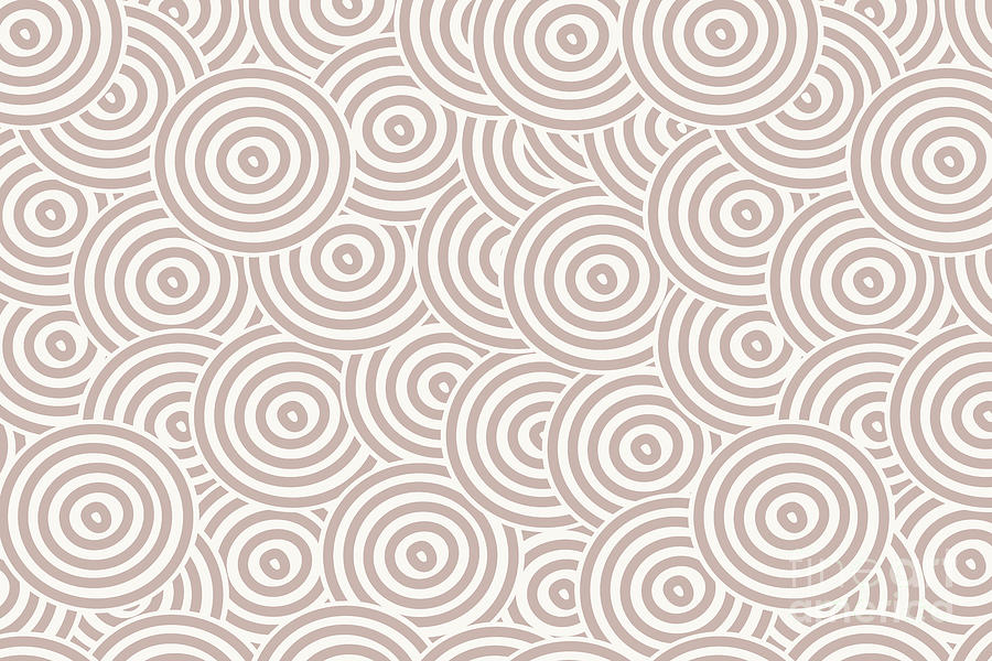 Beige Hypnotic Circle Pattern Graphic Design Digital Art by Petite ...