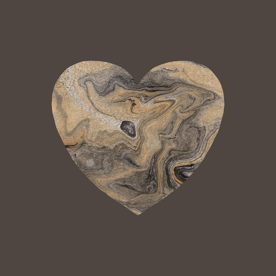 Beige Marble Heart Watercolor  Painting by Irina Sztukowski