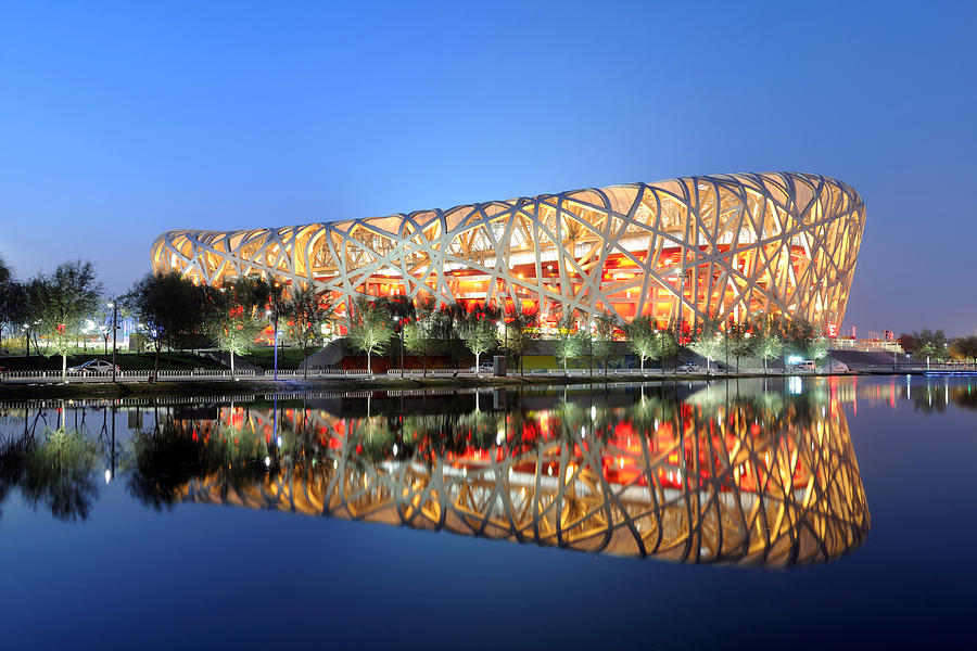 Beijing National Olympic Stadium Birds Nest - XLarge Photograph by PhotoTalk