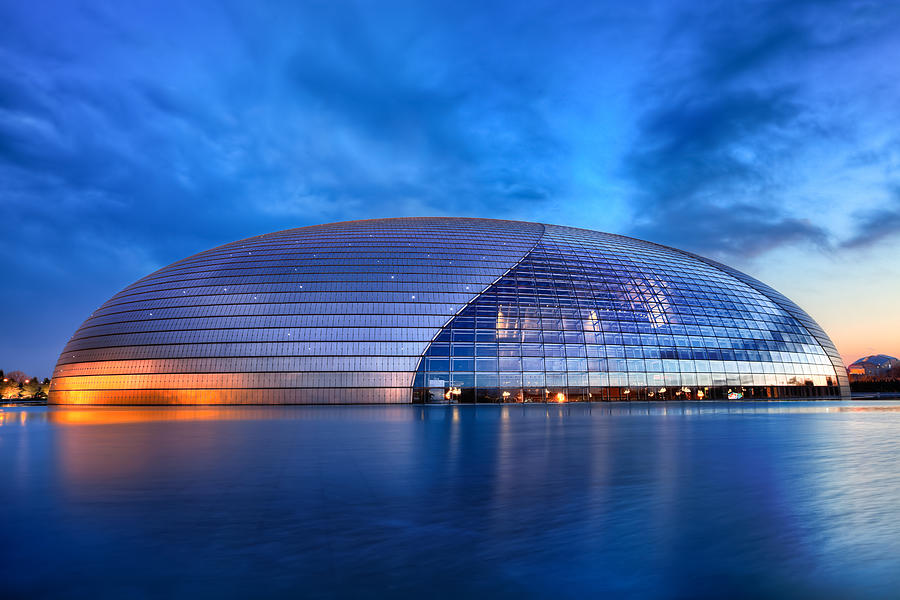 Beijing National Opera: "The Egg" - China night skyline Photograph by Fototrav
