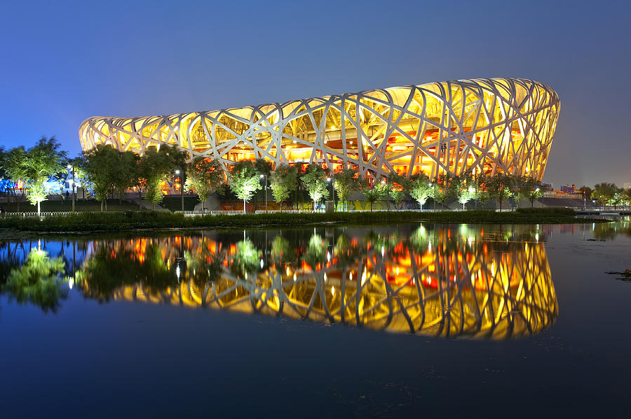 Beijing Olympic statium at night Photograph by Tarzan9280