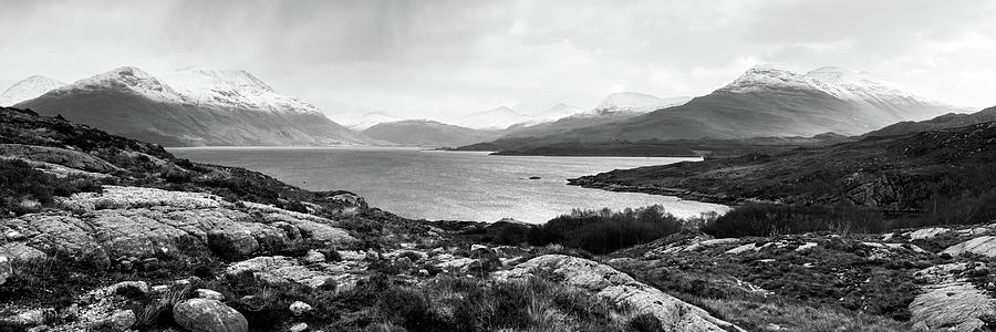 Beinn Alligin Liathach Torridon-loch-and-mountains-highlands-scotland-black-and-white Photograph by Sonny Ryse