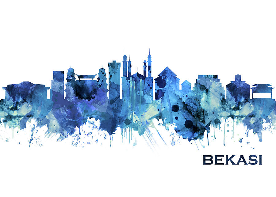 Bekasi Indonesia Skyline Blue Mixed Media by NextWay Art - Fine Art America