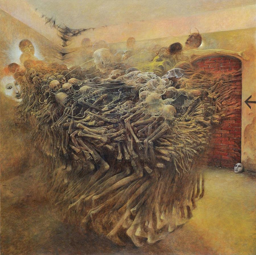 Beksinski Moving Skeletons Hd Painting By Zdzislaw Beksinski Fine