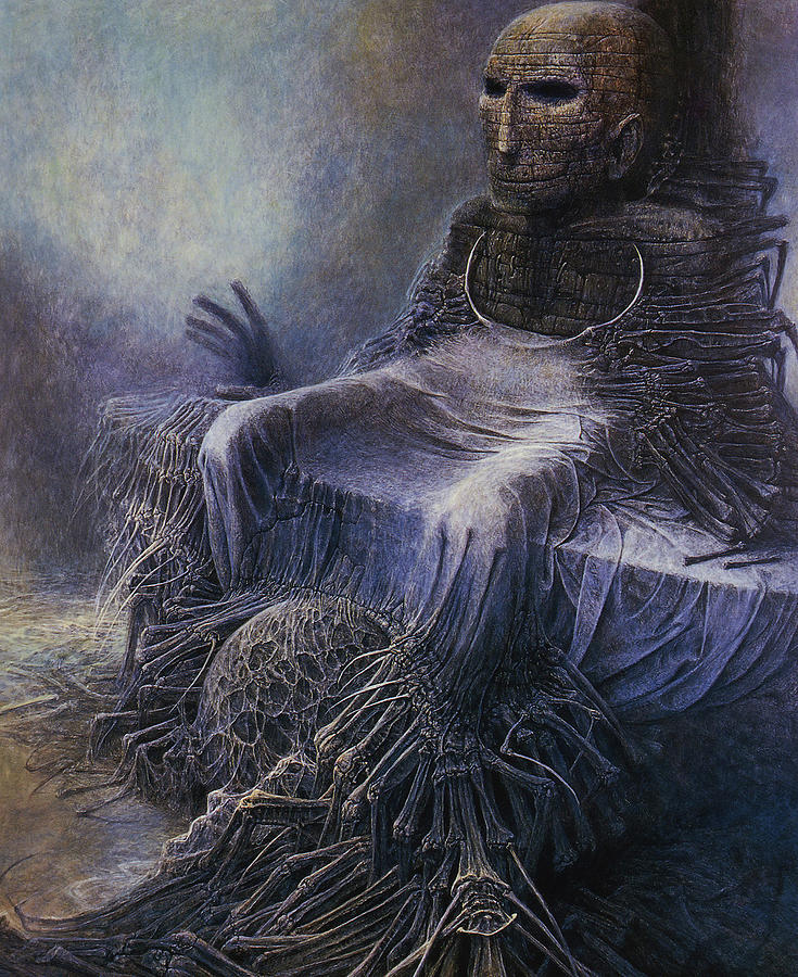 Beksinski Seated Creature Hd Painting By Zdzislaw Beksinski Fine