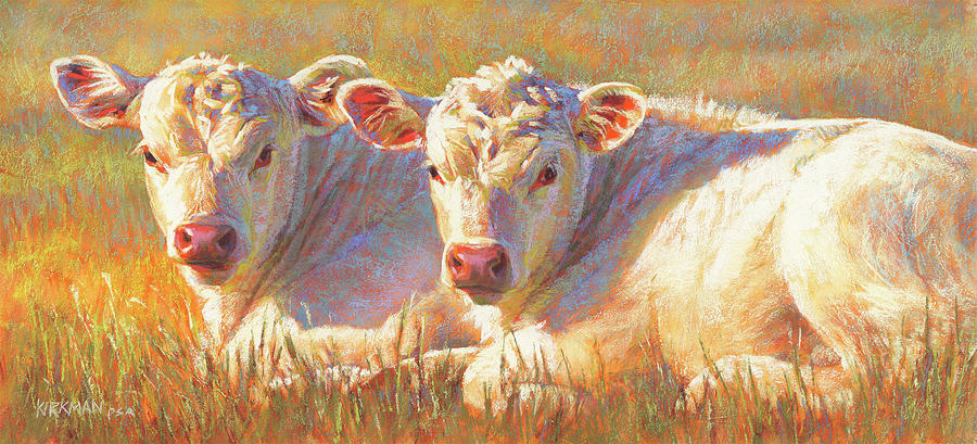 Cow Pastel - Bela et Blanche by Rita Kirkman
