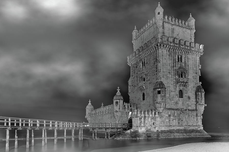 Belem Tower on a foggy night Photograph by Angelo DeVal