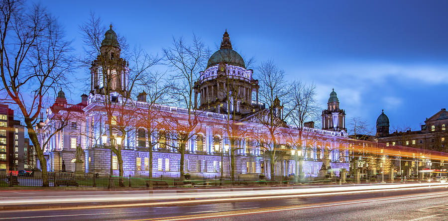 Architecture Photograph - Belfast City Hall at Blue Hour by Barry O Carroll