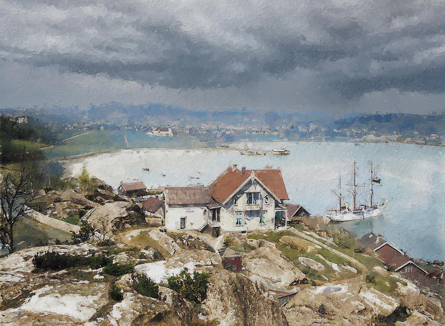 Belgica in Sandefjord c. 1900 Digital Art by Geir Rosset